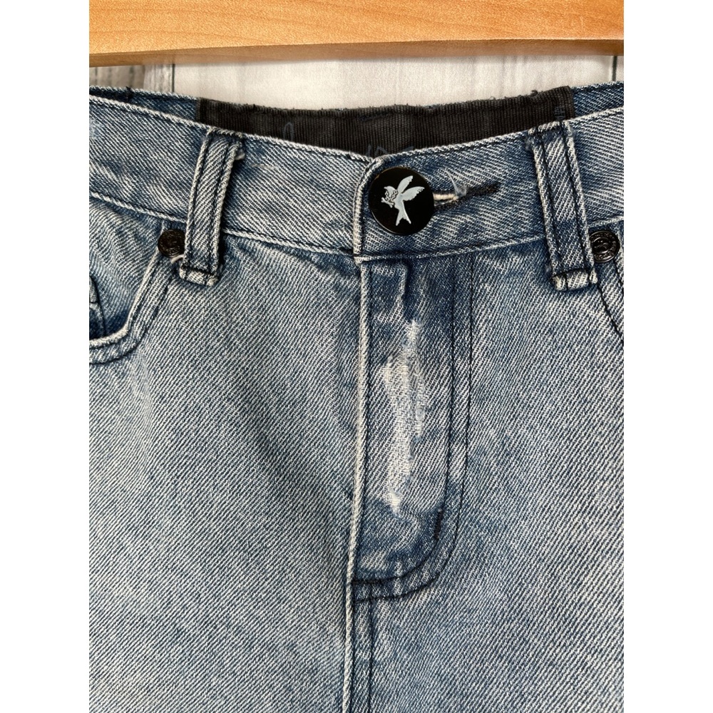 One Teaspoon Distressed High Waist Denim Jean Shorts Cut Off Frayed Hem Sz 26 - Picture 7 of 11